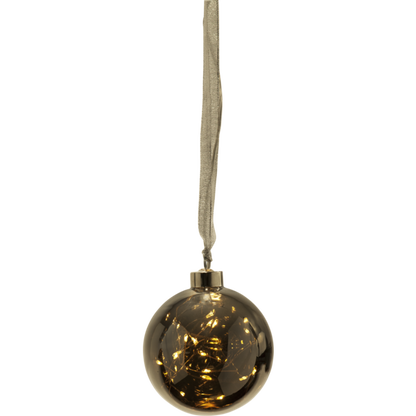 Julgranspynt Glaskula Glow Silver 10 cm 15 Ljus LED