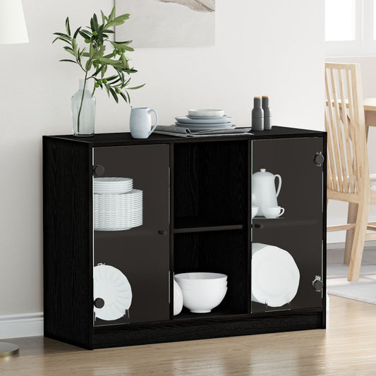 Skjenk Svart Eik 102x37x75,5 cm Konstruksjons Tre