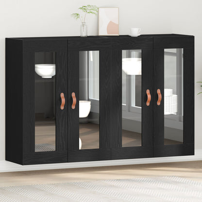 Veggskap Svart Eik 2 stk 69,5x34x90 cm