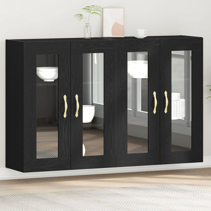 Veggskap Svart Eik 2 stk 69,5x34x90 cm