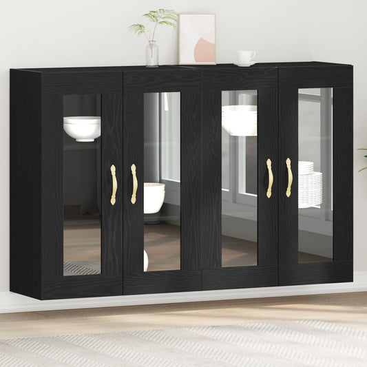 Veggskap Svart Eik 2 stk 69,5x34x90 cm