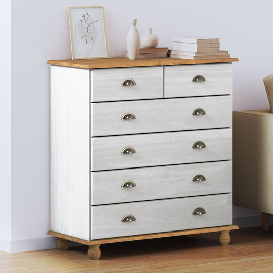 Kommode Hvit "ASKIM" 91x40x95,5 cm Solid Tre Furu