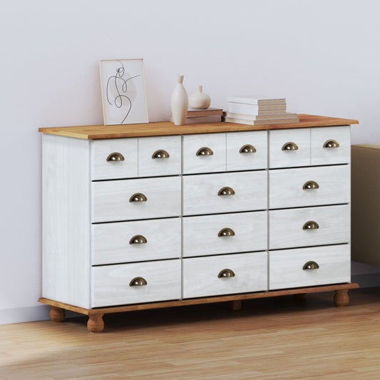 Kommode Hvit "ASKIM" 79x40x133.5 cm Solid Tre Furu
