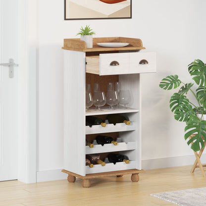 Vinstativ Vinskap "ASKIM" med 12 Flaskeholdere Hvit Solid Tre Furu