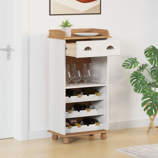 Vinstativ Vinskap "ASKIM" med 12 Flaskeholdere Hvit Solid Tre Furu