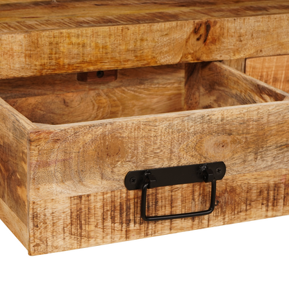 Avlastningsbord konsollbord Tre 2 stk Brun 160 x 33 x 75 cm Massivt grovt mangotre