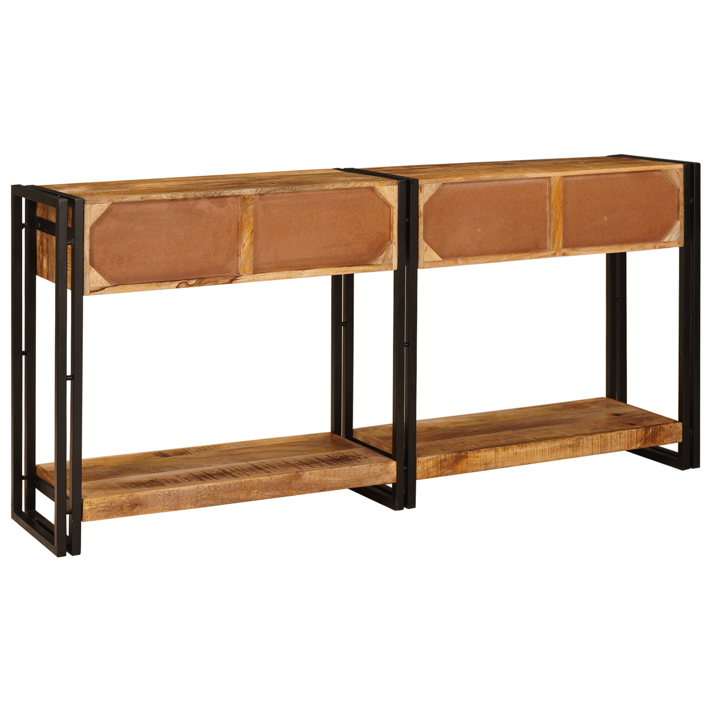 Avlastningsbord konsollbord Tre 2 stk Brun 160 x 33 x 75 cm Massivt grovt mangotre