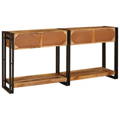 Avlastningsbord konsollbord Tre 2 stk Brun 160 x 33 x 75 cm Massivt grovt mangotre