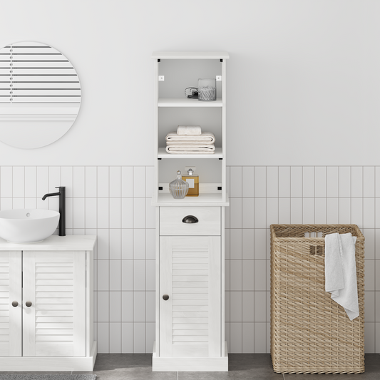 Baderomsinnredningssett 2 pcs Brun og hvit 37 x 34 x 150 cm