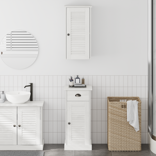 Baderomsinnredningssett 2 pcs Brun og hvit 37 x 34 x 80 cm