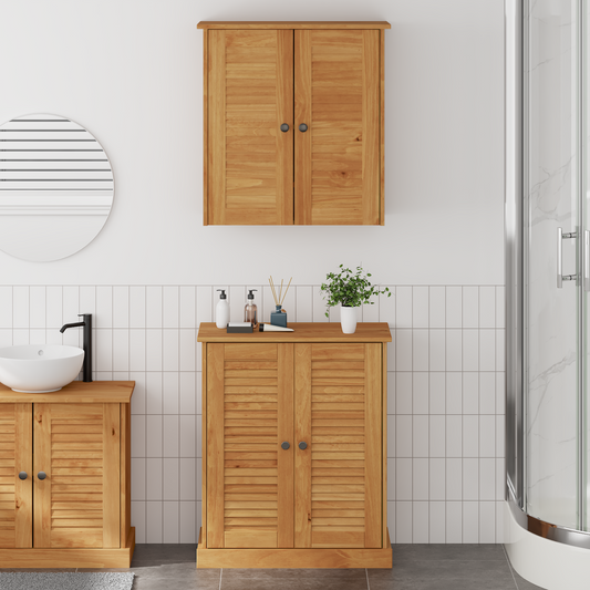 Baderomsinnredningssett med hylle 2 pcs Brun 67,5 x 34 x 80 cm