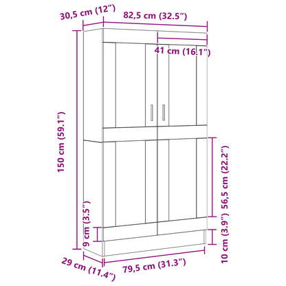 Bokhylle Svart Romdeler 2 stk 165x30,5x150 cm