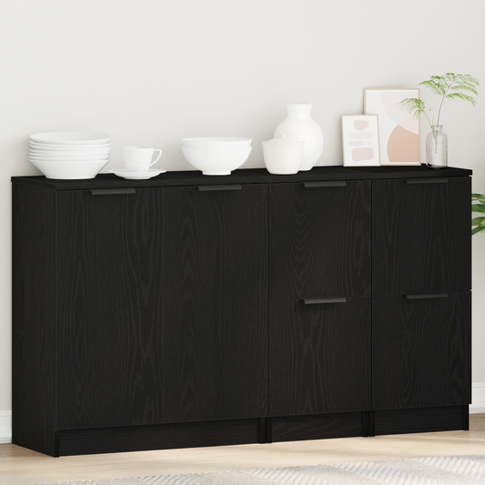 Sidebord Svart Eik 3 stk