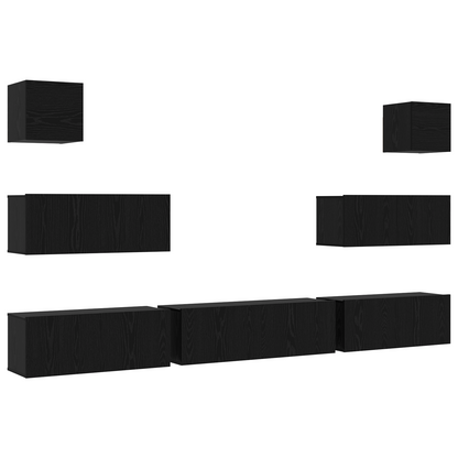 TV-Møbel Svart Eik 7 Piece TV Cabinet Set Veggmontert