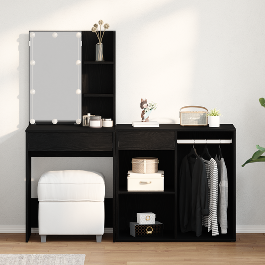 Sminkebord Svart Eik LED