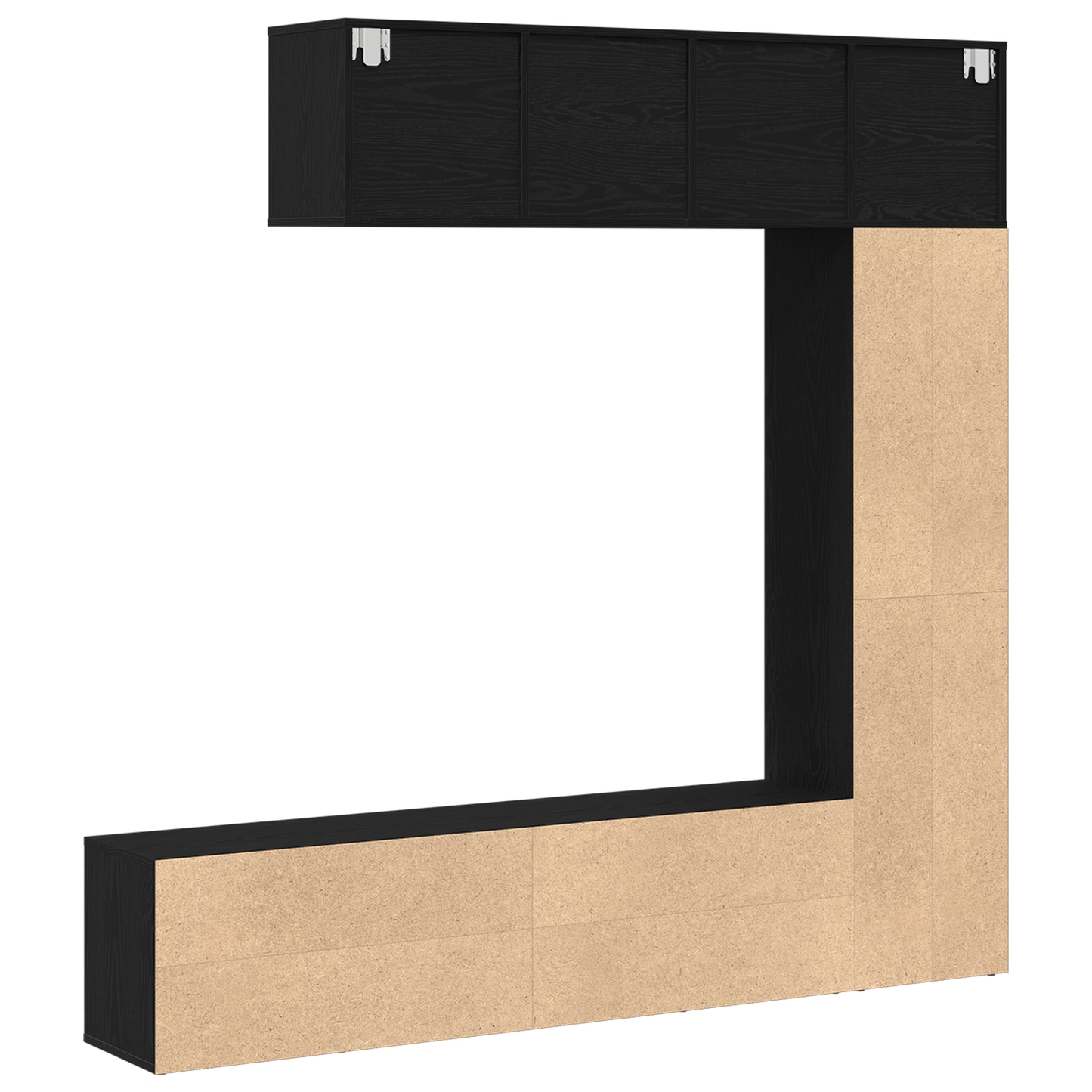 Bokhylle Svart Eik Romdeler 3 stk 36x30x143 cm