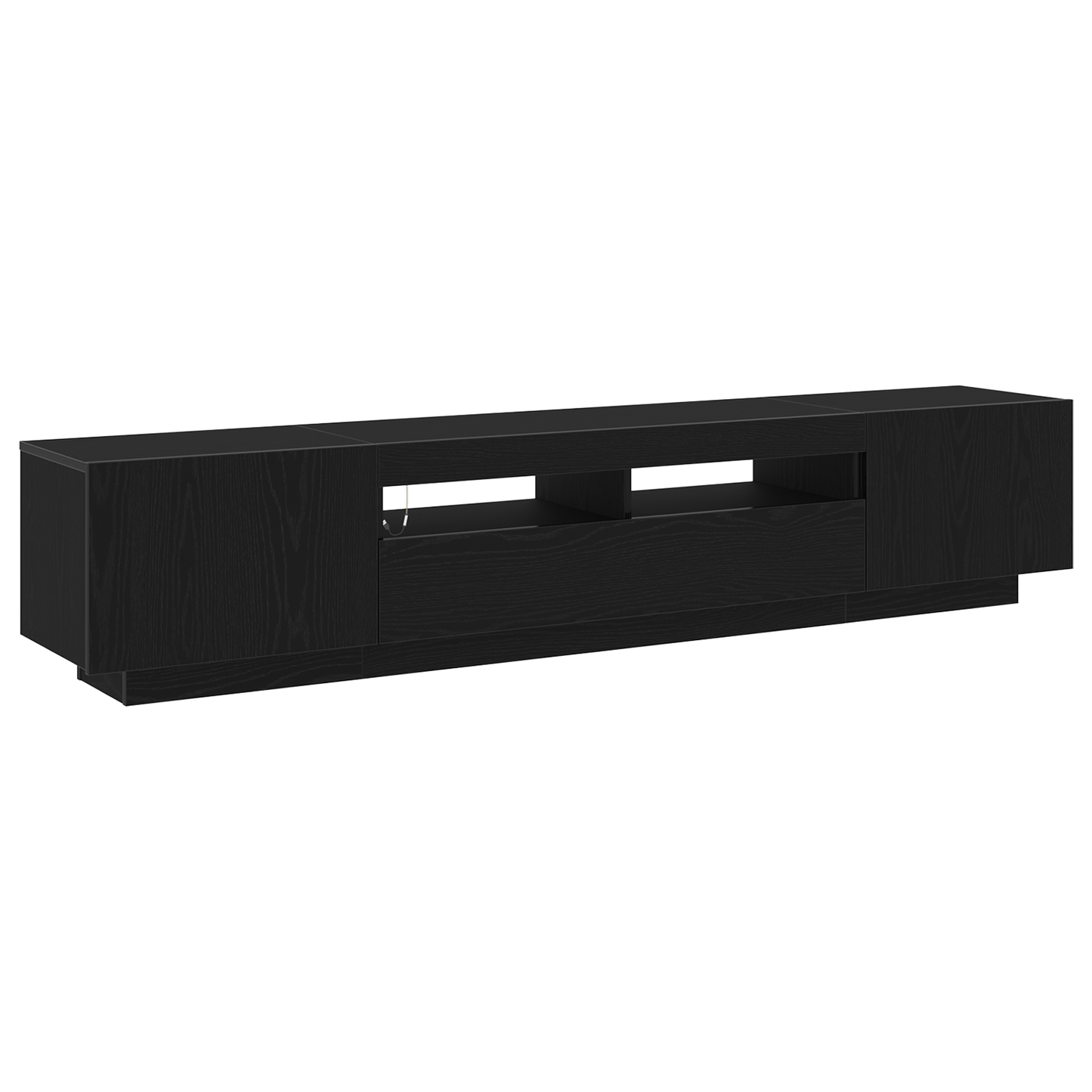 TV-Møbel Svart Eik TV-benk med LED-lamper 200x35x40 cm -