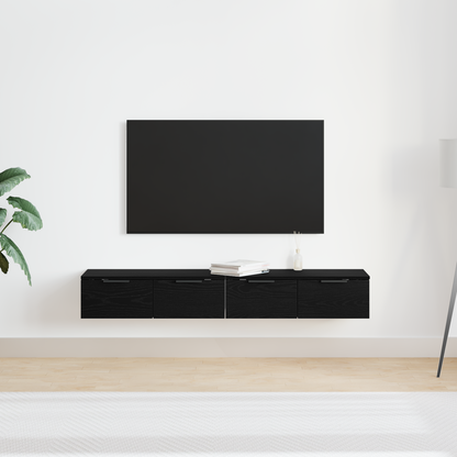 Veggskap Svart Eik 2 stk 68x30x20 cm