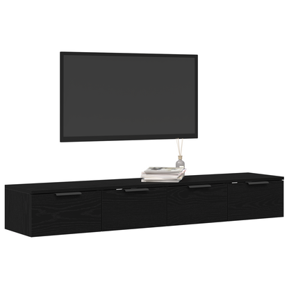 Veggskap Svart Eik 2 stk 68x30x20 cm