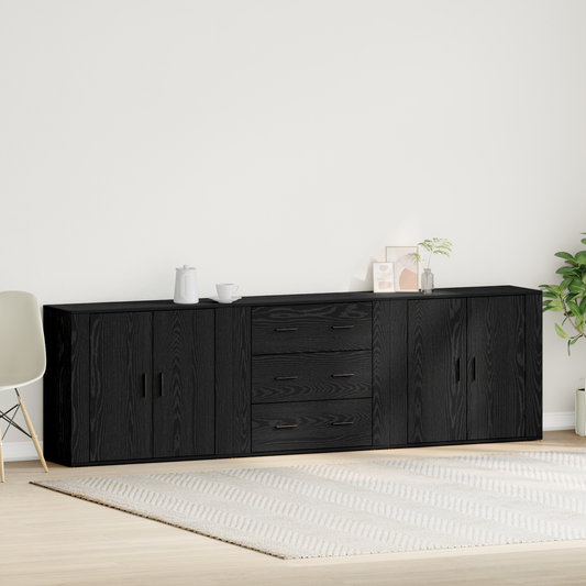 Sidebord Svart Eik 3 stk