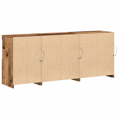 Skjenk Gammelt Tre med LED-lamper 162x37x67 cm