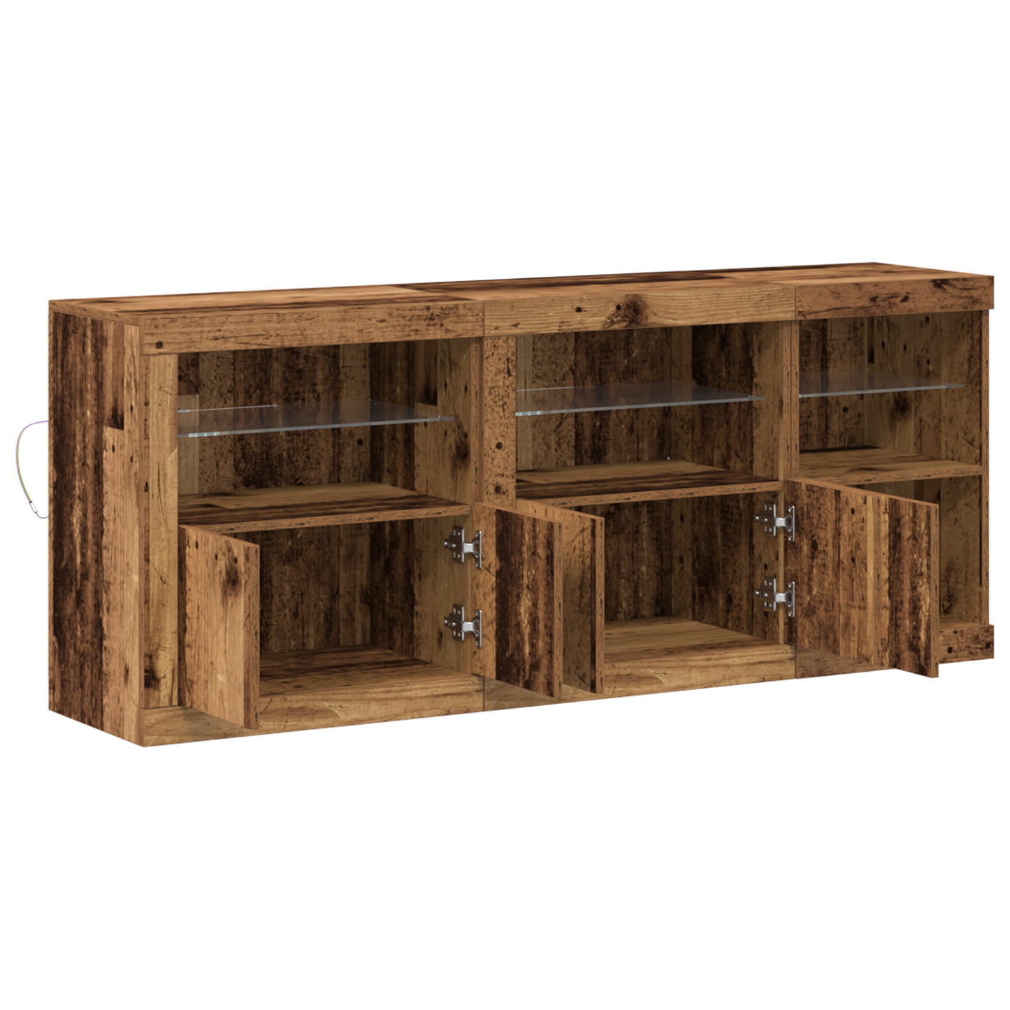 Skjenk Gammelt Tre med LED-lamper 162x37x67 cm