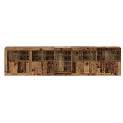 Skjenk Gammelt Tre med LED Lys 283x37x67 cm