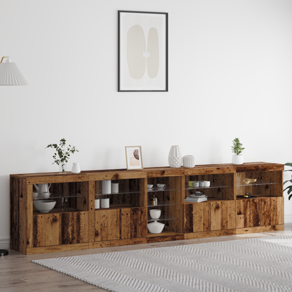 Skjenk Gammelt Tre med LED Lys 283x37x67 cm