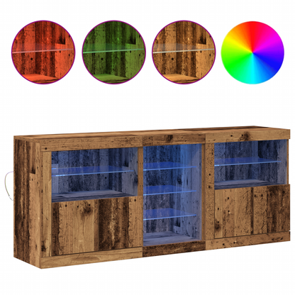Skjenk Gammelt Tre med LED lys 162x37x67 cm