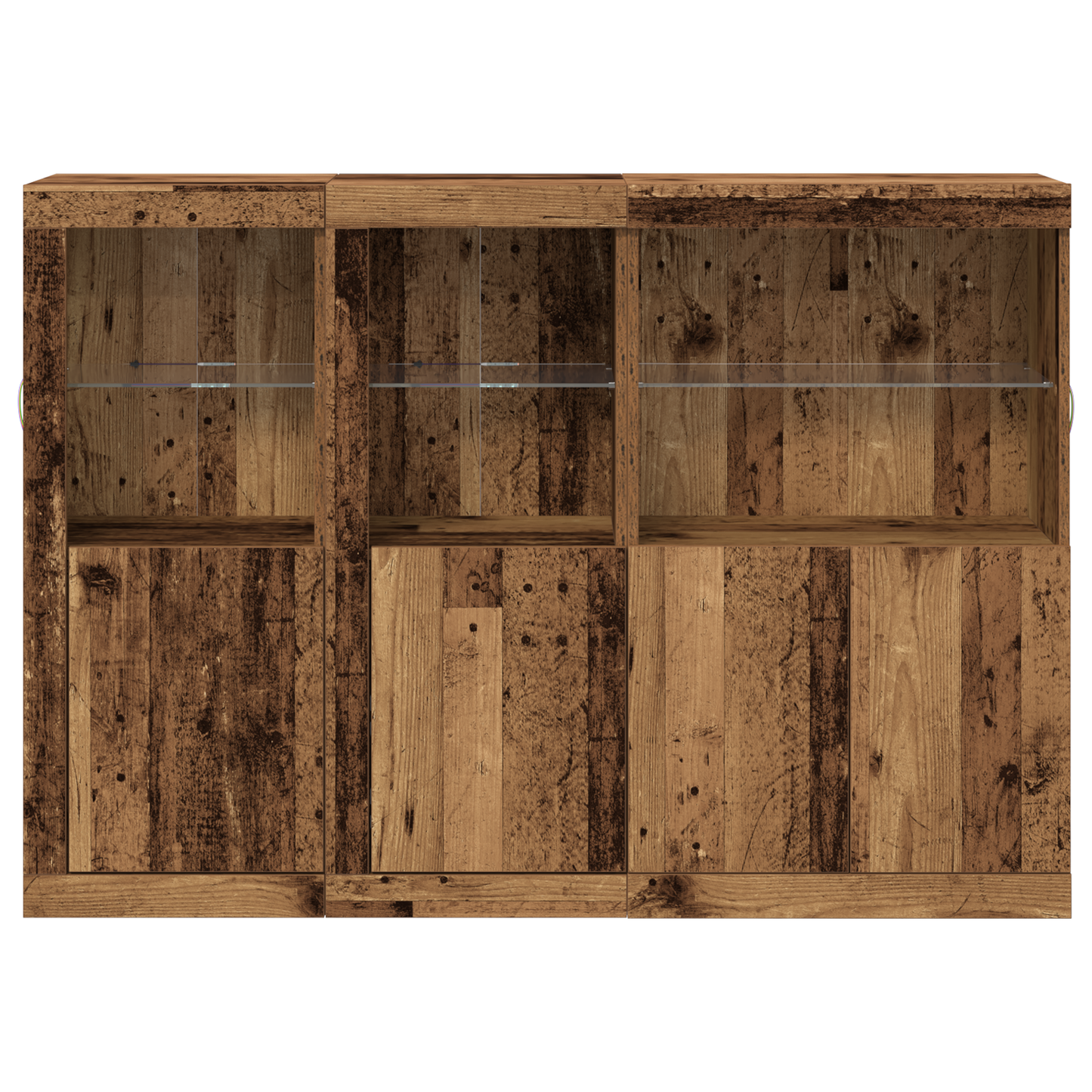 Skjenk Gammelt Tre med LED-belysning 142,5x37x100 cm