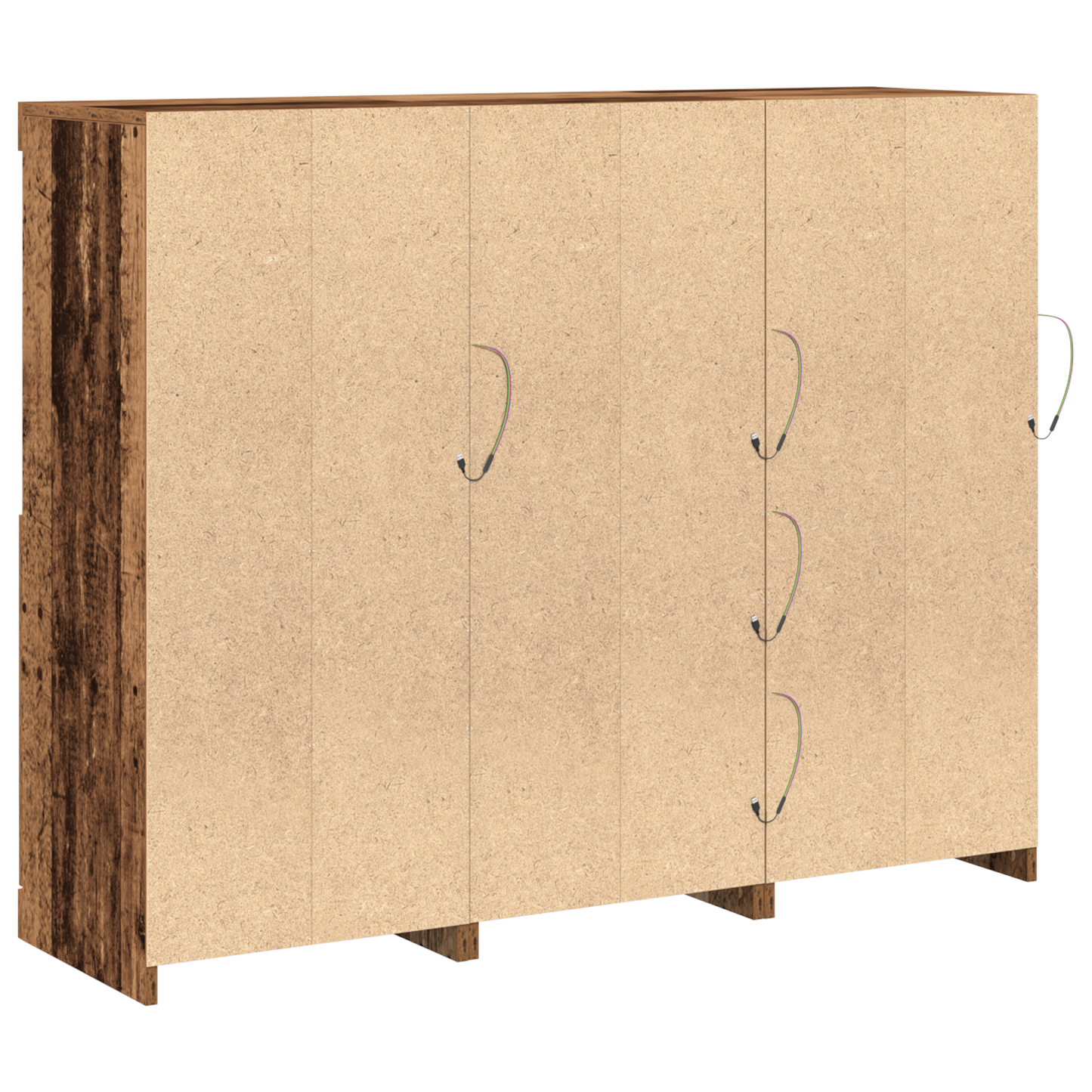 Skjenk Gammelt Tre med LED-lamper 123x37x100 cm