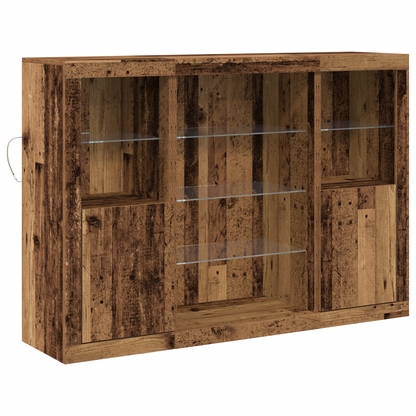 Skjenk Gammelt Tre med LED-lamper 143 x 37 x 100 cm