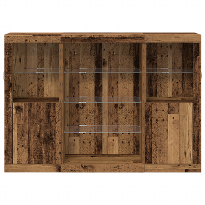 Skjenk Gammelt Tre med LED-lamper 143 x 37 x 100 cm