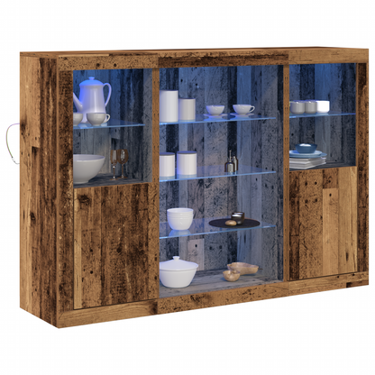 Skjenk Gammelt Tre med LED-lamper 143 x 37 x 100 cm