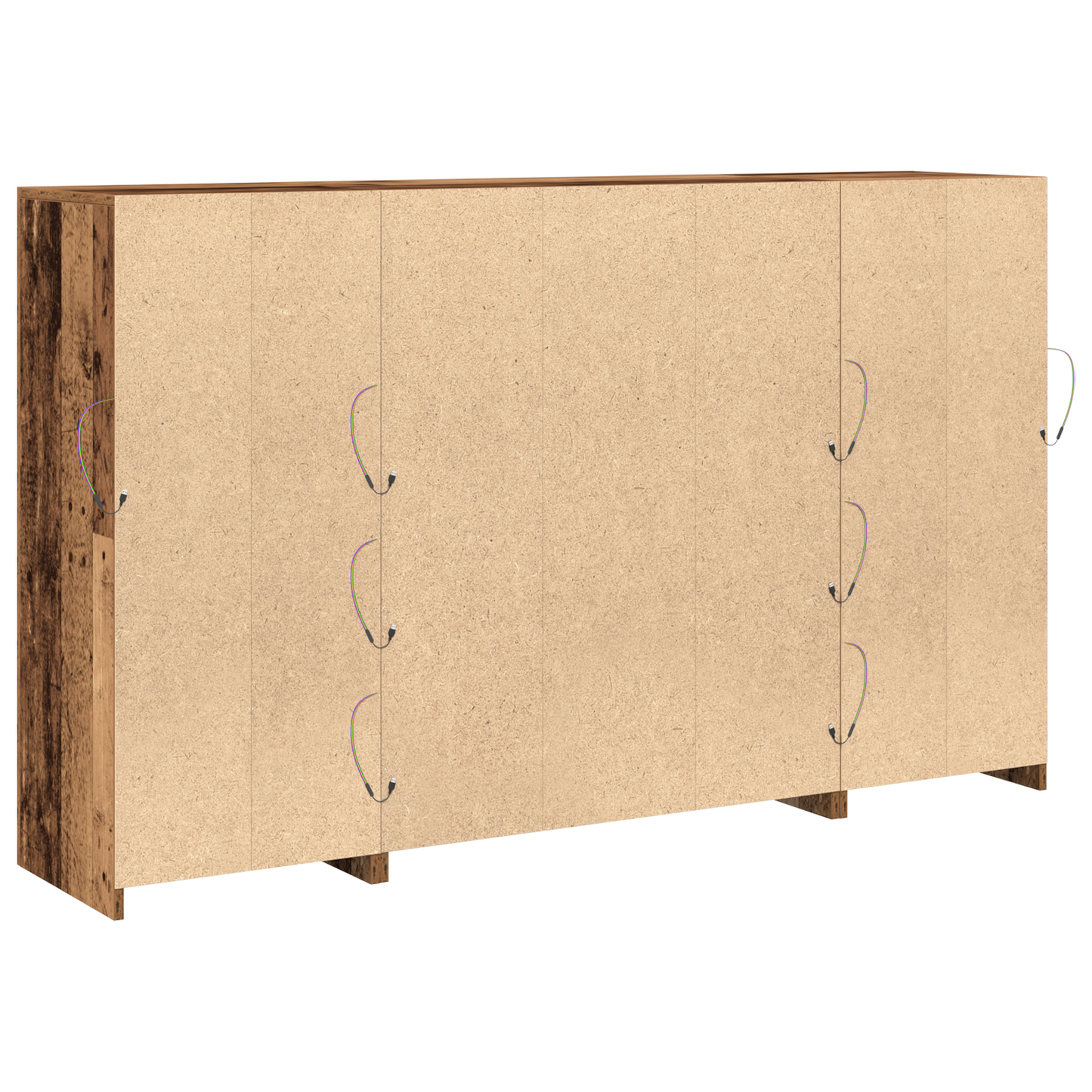 Skjenk Gammelt Tre med LED-lamper 163x37x100 cm