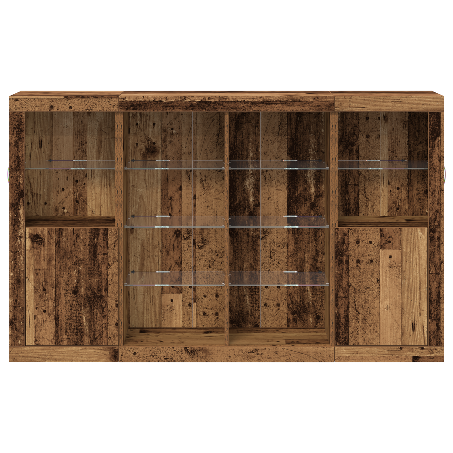 Skjenk Gammelt Tre med LED-lamper 163x37x100 cm