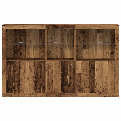 Skjenk Gammelt Tre med LED-lamper 162x37x100 cm