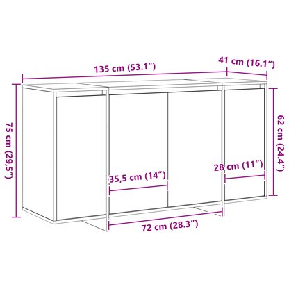 Skjenk Hvit Tre 135 x 41 x 75 cm Hvit Sideboard