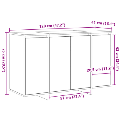 Skjenk Svart Eik 120 x 41 x 75 cm