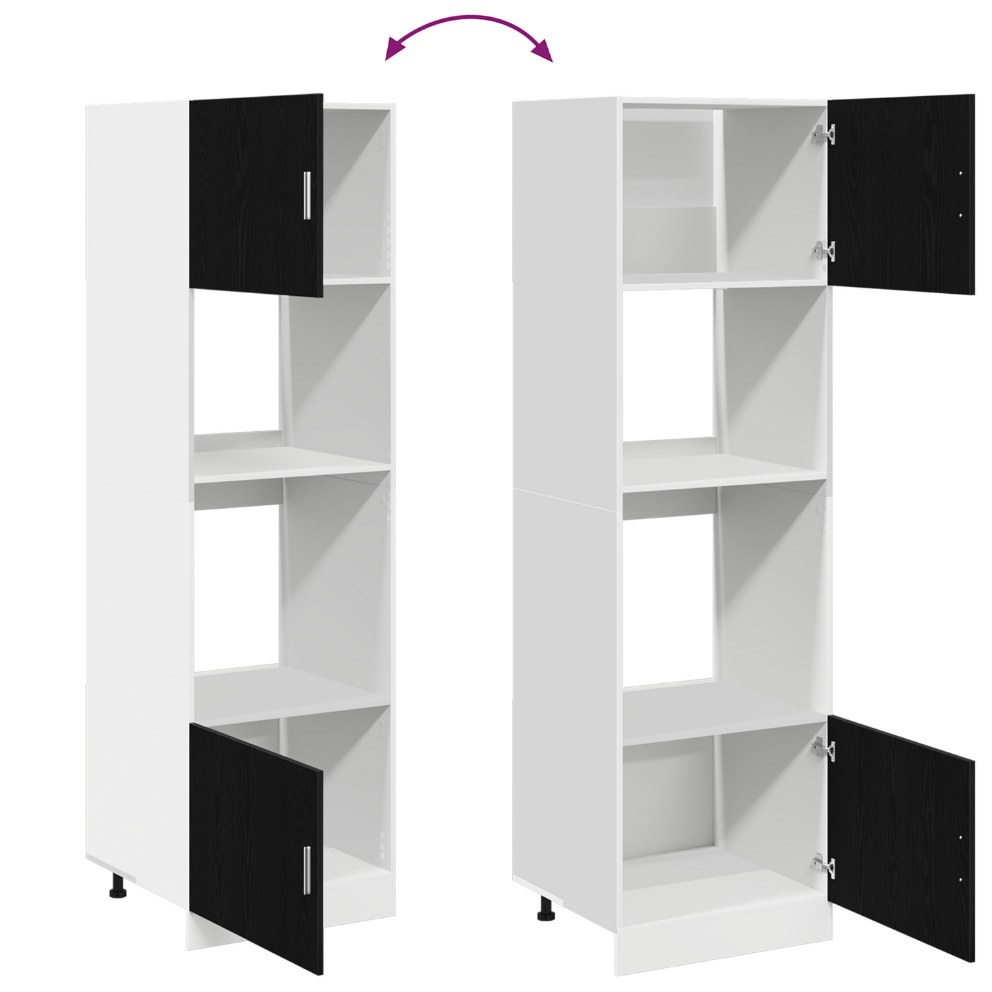 Kjøkkeninnredning Kjøkkenskap Svart Eik 60x57x207 cm for mikrobølgeovn