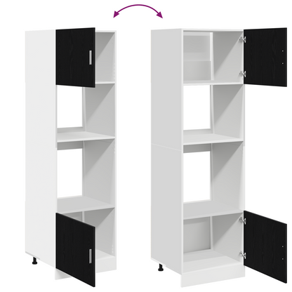 Kjøkkeninnredning Kjøkkenskap Svart Eik 60x57x207 cm for mikrobølgeovn