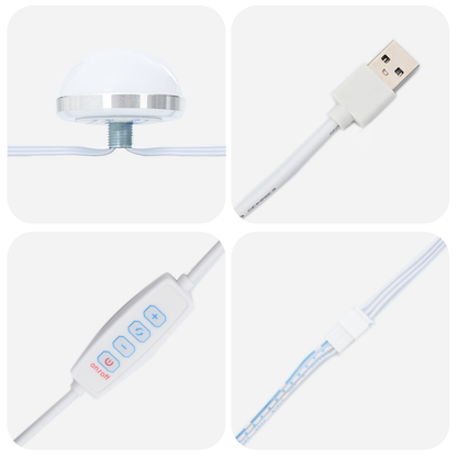 Sminkebord Svart 2-delt Sett LED