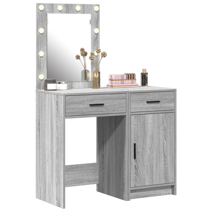 Sminkebord Sonoma Grå 2-Delt Sett LED i Sonoma Grå