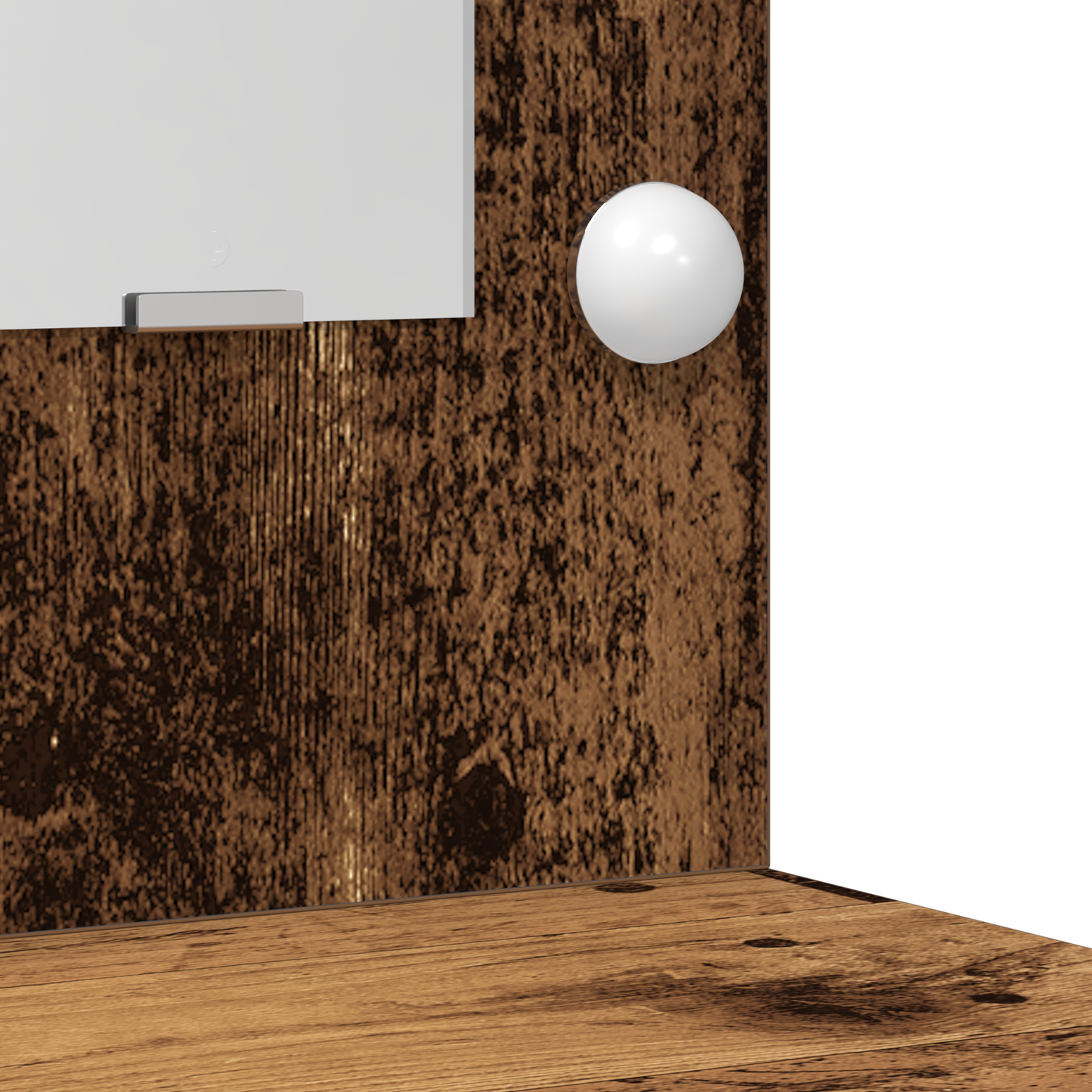 2-delt sminkebordsett med LED i gammel tre finish