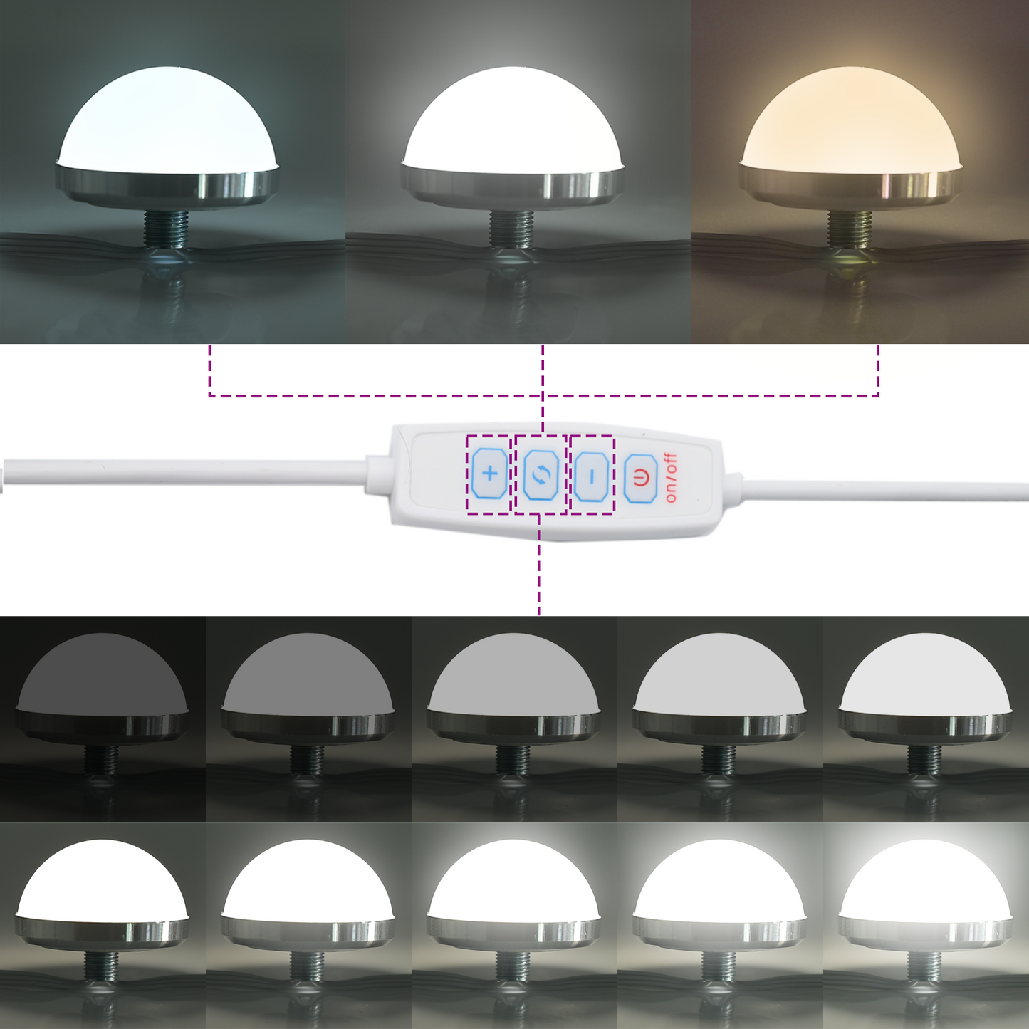 2-delt sminkebordsett med LED i gammel tre finish