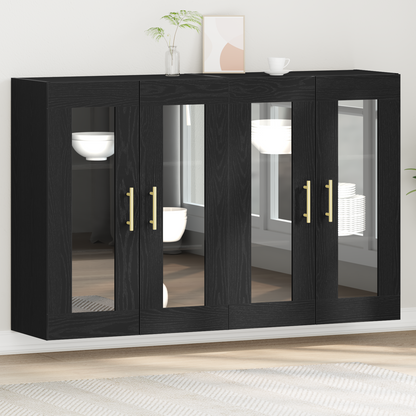 Veggskap Svart Eik 2 stk 69,5x34x90 cm