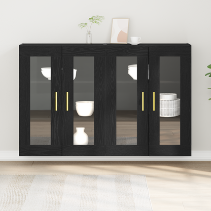 Veggskap Svart Eik 2 stk 69,5x34x90 cm