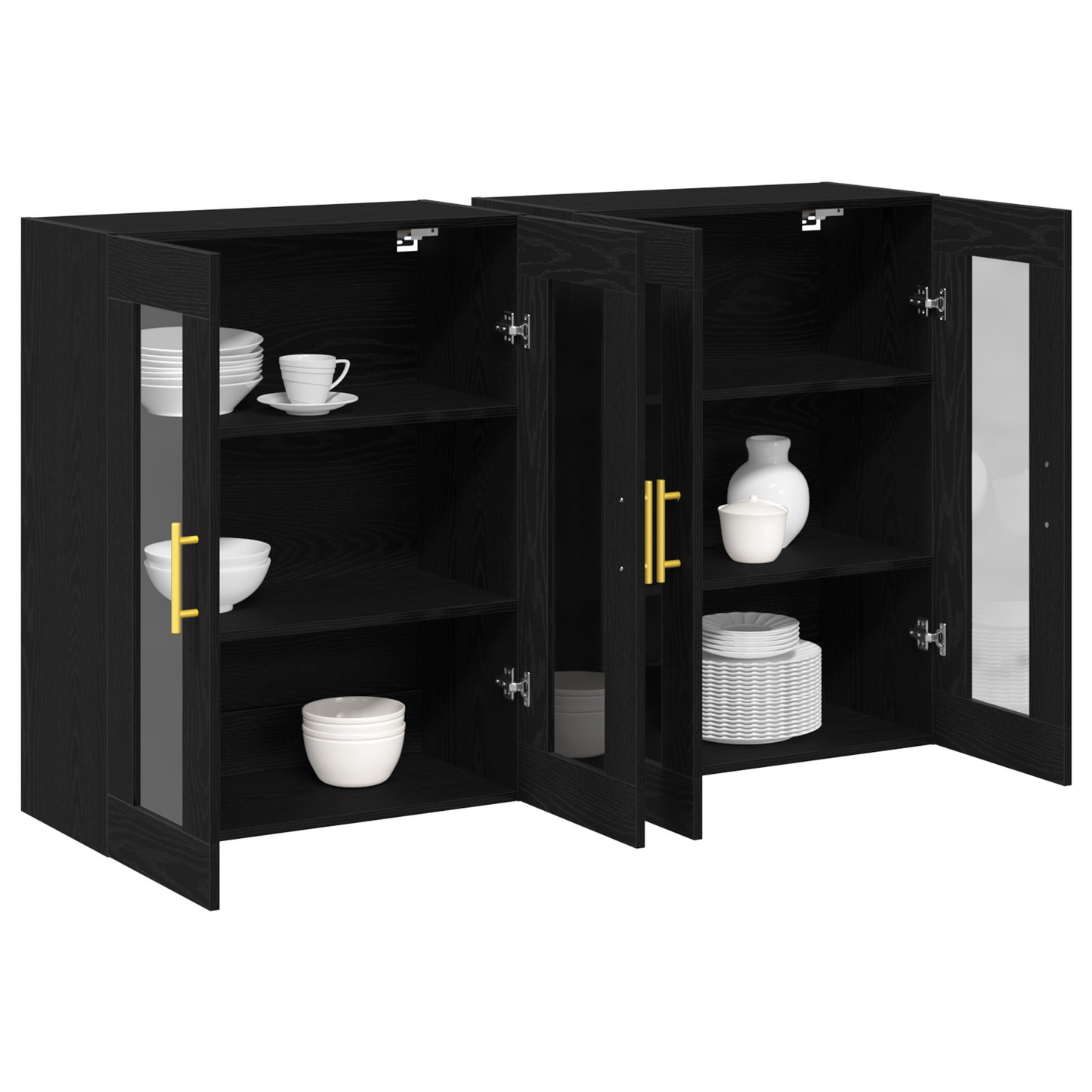 Veggskap Svart Eik 2 stk 69,5x34x90 cm