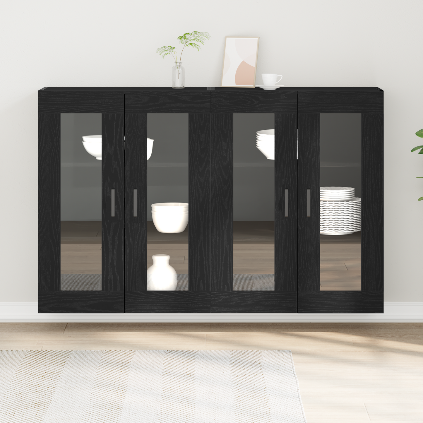 Veggskap Svart Eik 2 stk 69,5x34x90 cm