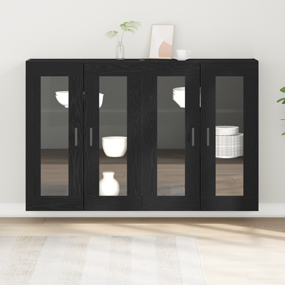 Veggskap Svart Eik 2 stk 69,5x34x90 cm